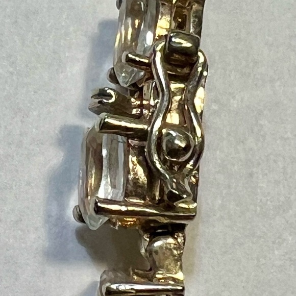 Vntg white topaz tennis bracelet, 925 sterling silver Thailand. - Picture 10 of 11